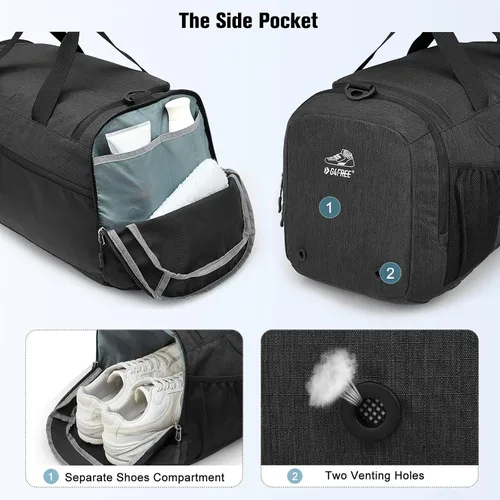 Vista 4 de G4Free Mochila de lona de 3 vías de 45L60L, bolsa de gimnasio con bolsillo húmedo y compartimento para zapatos, bolsa de lona para viajes