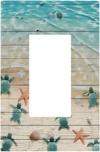 Vista 128 de Mid Century Morden Boho - Placa de pared para interruptor de luz dúplex de 1 banda, placa frontal decorativa eléctrica para receptáculo para baño