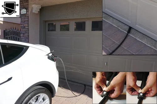 Vista 2 de Protector de cable EV, protector de cable para puerta de garaje, fabricado en EE. UU., proporciona una protección duradera para tu cable de carga