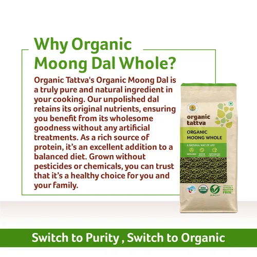 Vista 8 de Organic Tattva Frijoles Mung, Gramo Verde Entero, 2.2 lbs Certificado por USDA