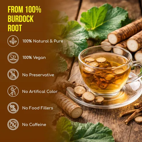 Vista 4 de FreshDrinkUS, 40 bolsas de té de raíz de bardana premium, 100% natural y puro de raíz de bardana. Fabricado con bolsas de té de material natural.