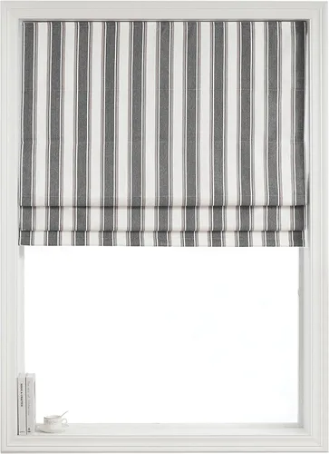 Vista 17 de Everyday Celebration Persianas romanas para ventanas, 100% opacas, sin cordones, rayas verticales, persianas de tela tejida, 26 pulgadas de ancho x