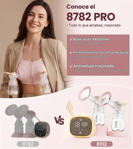 Vista 2 de NCVI 8782 Pro Bomba de leche eléctrica 4400mAh batería con luz nocturna Naranja