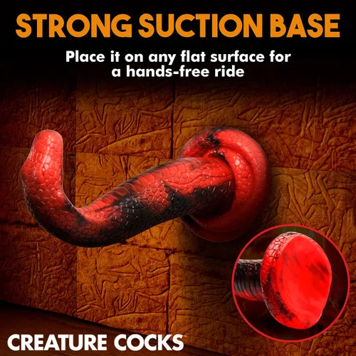 Vista 9 de CREATURE COCKS King Cobra - Consolador de silicona para hombres, mujeres y parejas. Firme y flexible, base de succión fuerte, consolador