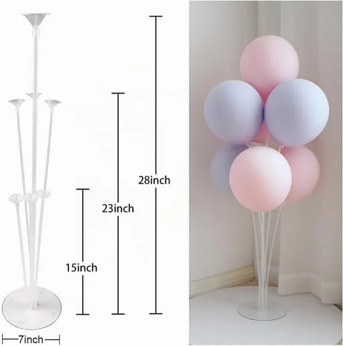 Vista 2 de Juego de 10 soportes para globos, soportes transparentes reutilizables para mesa, centros de mesa de globos para mesas, adecuados para decoraciones
