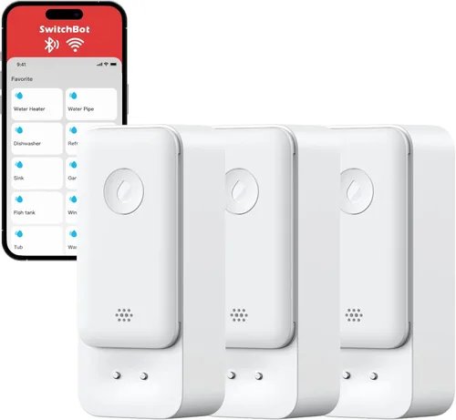 Vista 10 de SwitchBot Sensor de agua WiFi, detector inteligente de fugas de agua, alertas ajustables de 100 dB y alertas de aplicaciones, impermeable IP67