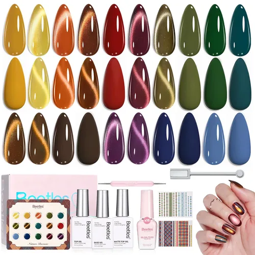 Vista 19 de Beetles - Kit de esmalte de uñas de gel con luz UV, 20 colores, juego de 31 A-Colorido Dreamscape