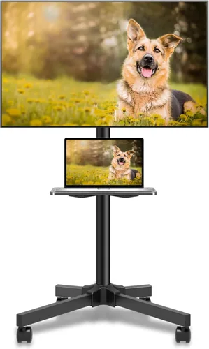 Vista 10 de XINLEI Soporte de TV móvil con ruedas para la mayoría de televisores de pantallas planas/curvas de 21 a 60 pulgadas, carrito de TV rodante de altura