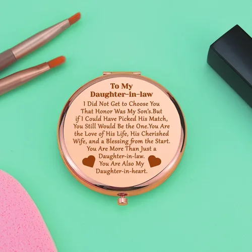 Vista 5 de Regalo para nuera de mamá, regalo de boda, espejo de maquillaje compacto para novia, futura nuera, regalos de despedida de soltera, regalos