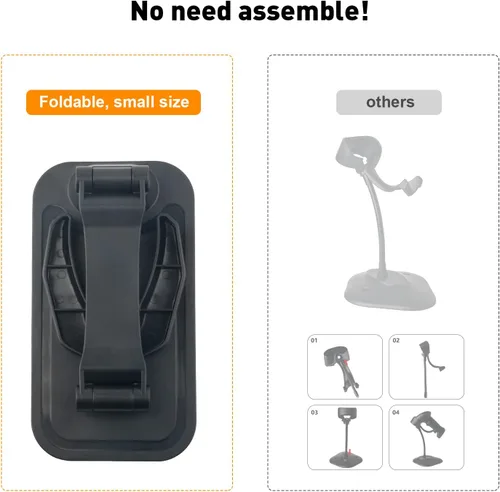 Vista 5 de VOTTAN - Soporte universal para escáner de código de barras, plegable, de instalación libre, ángulo y altura ajustable, soporte de escáner manos