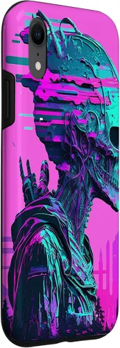 Vista 18 de iPhone 14 Pro Max Cool Retro Alien Sunset Tropical Trippy Vaporwave Sky Art Case