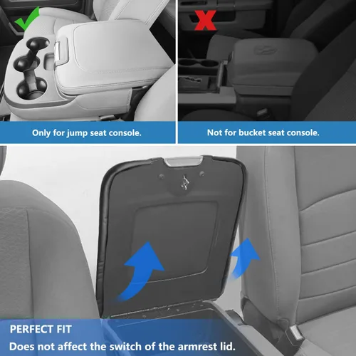 Vista 3 de Funda de repuesto para reposabrazos de consola central, adecuada para Dodge Ram 1500 2500 3500 2013-2018 con consola de asiento de salto, protector
