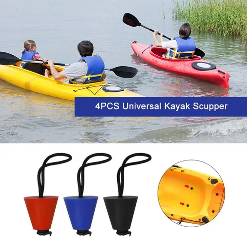 Vista 7 de LIXADA El mejor kit de tapón universal para kayak, kit de tapones de drenaje de canoa con orificios de drenaje de canoa, paquete de 4/6/8 Negro X 4
