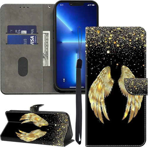 Vista 13 de ALILANG Funda para iPhone 13 Mini/iPhone 12 Mini de 5.4 pulgadas con soporte para tarjeta de crédito, funda magnética protectora de piel sintética