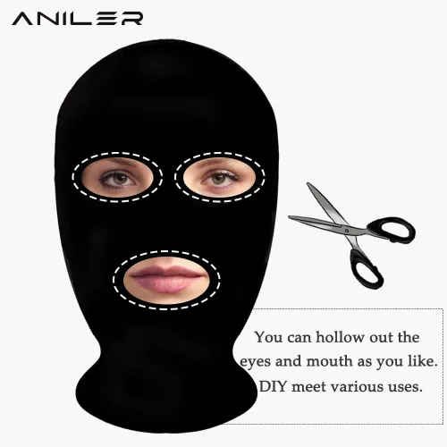 Vista 2 de Máscara unisex de elastano de cobertura completa para Halloween, máscara de cara completa para disfraz de cosplay