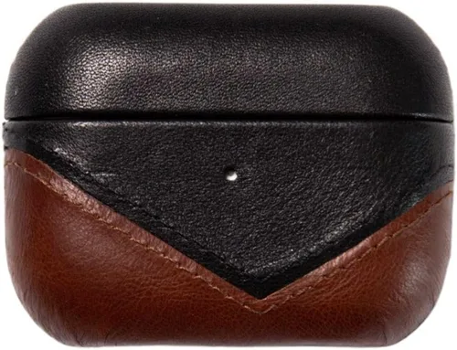 Vista 8 de Funda de cuero premium compatible con Apple AirPods Pro 2, carga inalámbrica, diseño de dos piezas (negro)