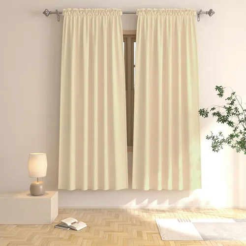 Vista 58 de UPOPO Cortinas beige de 45 pulgadas de largo para oscurecer la habitación, paneles de cortina para ventana, bolsillo para cortinero, cortinas