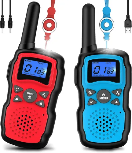 Vista 10 de Wishouse 2 Walkie Talkie recargables para niños con batería cargadora, Walky Talky familiar para cruceros adultos, camping al aire libre