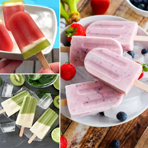 Vista 5 de Moldes de paletas de 10 cavidades con 50 piezas de palitos de paletas sin Verde