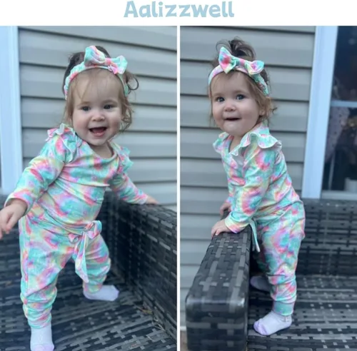 Vista 153 de Aalizzwell Conjunto de mameluco acanalado para bebé recién nacido prematuro para otoño e invierno