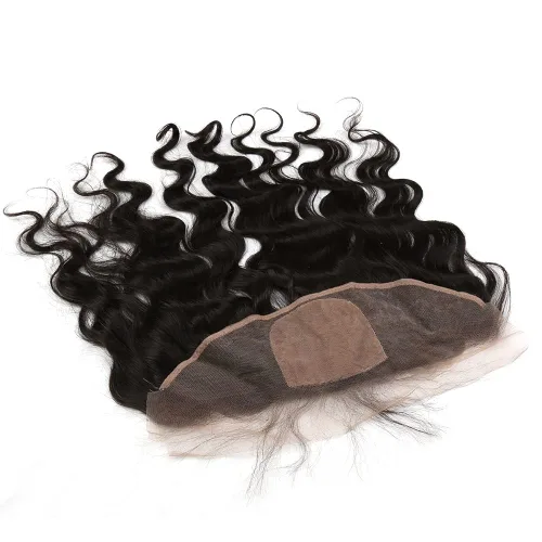Vista 4 de Un donante de grado superior 13x4 base de seda cierre frontal de encaje cabello humano con cabello de bebé ondulado brasileño virgen cierre de pelo