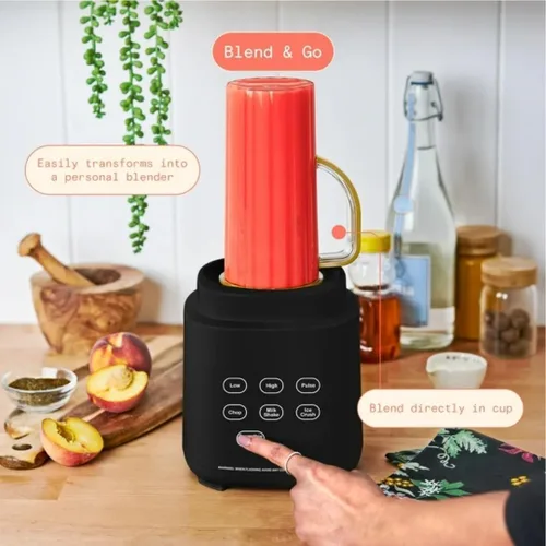 Vista 3 de Maravilloso sistema de licuadora PowerExact con motor de 700 W, tarro Tritan de 50 onzas, taza de una sola porción de 20 onzas, tapa antigoteo, 3