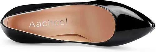 Vista 4 de Aachcol Zapatos de tacón alto con plataforma para mujer, zapatos de tacón alto con puntera puntiaguda, para boda, oficina, fiesta, clásico, 5