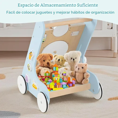 Vista 8 de INFANS Andador de madera para bebés con centro de actividades, andador