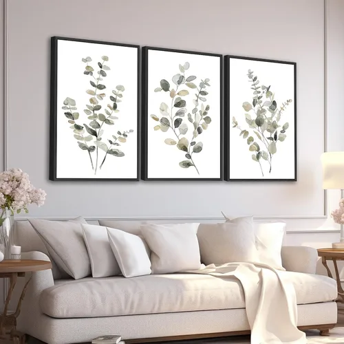 Vista 16 de Arte de Pared Botánico Enmarcado Grande - Decoración de Pared de Hojas Tropicales 16"x24" Juego de 3 Impresiones de Arte Bohemio Beige Pintura