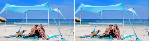 Vista 23 de SUN NINJA Tienda de campaña de playa, refugio solar, toldo de sombra de Verde