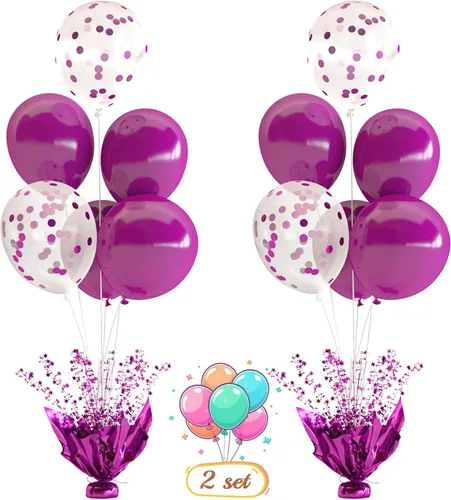 Vista 26 de 2 Juego de Globos de Mesa Negros con Spray de Aluminio para Centro de Mesa con Globos Negros y de Confeti, Kit de Soporte para Decoración de Mesa