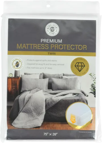 Vista 2 de Home Expressions - Protector de colchón de vinilo con cremallera de calibre 4, 12 pulgadas de profundidad, impermeable, transpirable y protección