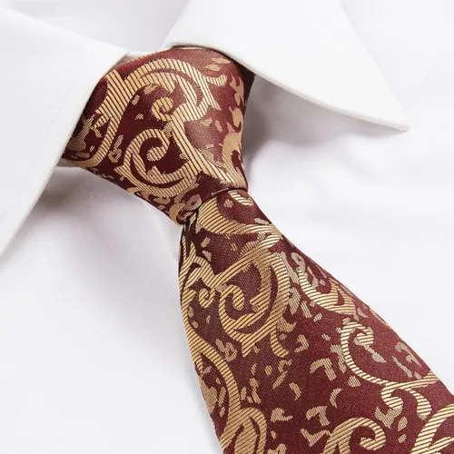 Vista 268 de HISDERN Corbatas para hombre, corbata de cachemira y bolsillo cuadrado tejido clásico floral para hombre, corbata de fiesta de boda