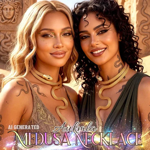Vista 5 de Aukmla Gargantilla de serpiente, collares medusa dorados para mujer