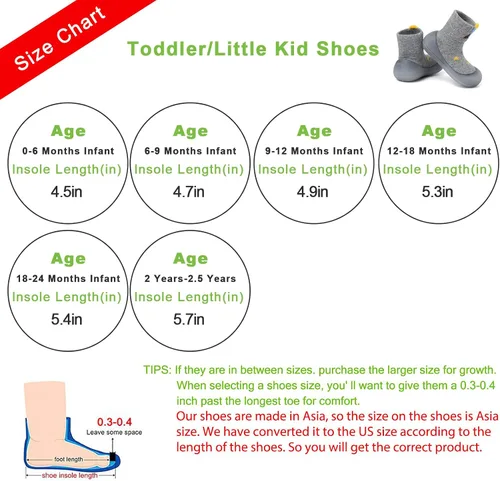 Vista 2 de Zapatos de calcetín para bebé, suela de goma suave, antideslizante, para interiores, para bebés, niños y niñas, zapatos de entrenamiento
