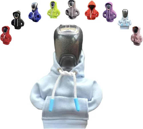 Vista 46 de Funda para palanca de cambios de automóvil, suéter divertido con pomo de palanca de cambios, sudadera con capucha para decoración y protección
