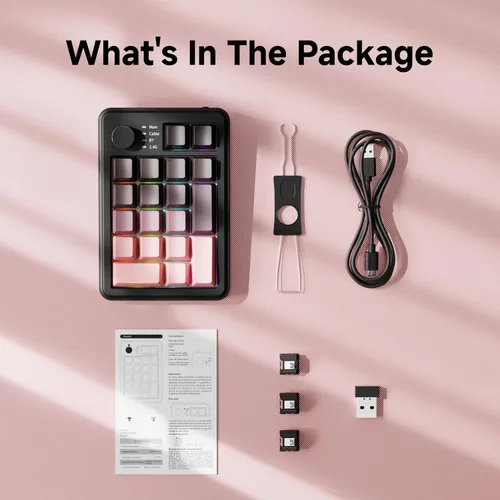 Vista 9 de EWEADN NK20 - Numpad mecánica inalámbrica retro con perilla, Bluetooth2.4GHzUSB-C conecta con retroiluminación RGB, almohadilla numérica