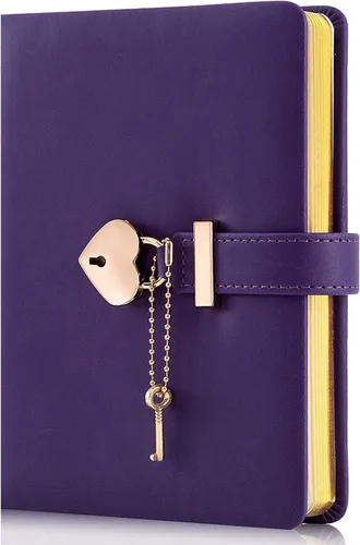 Vista 8 de Diario con cerradura en forma de corazón con llave, cubierta de cuero sintético, organizador personal, cuaderno secreto para niñas y mujeres