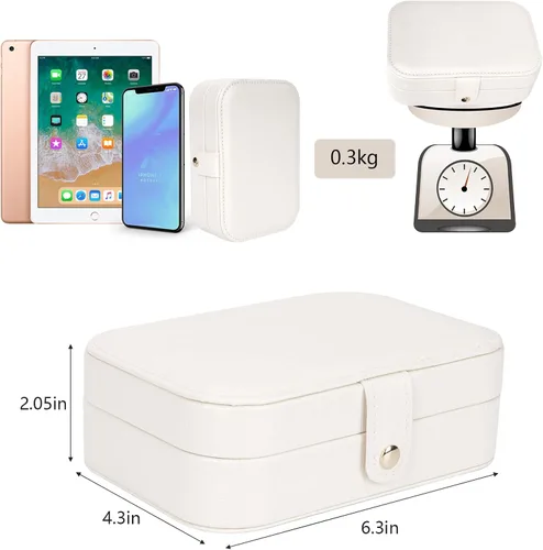 Vista 4 de Joyero de viaje, organizador de joyas para niñas, caja de almacenamiento pequeña de joyería para collares, anillos y aretes, joyero para niñas