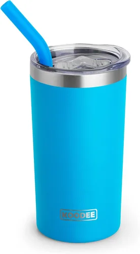 Vista 10 de koodee Vaso térmico con popote de 12 oz delgado de acero inoxidable de doble pared al vacío para mujer, sin sudor (blanco)