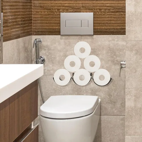 Vista 6 de STOBAZA Soporte para toallas de papel para baño, estante de pañuelos montado en la pared, estante decorativo para toallas de cocina