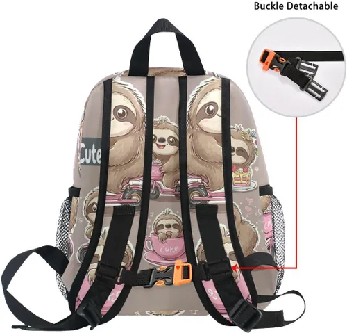 Vista 5 de Pfrewn Mochila preescolar para niños y niñas, con correa para el pecho, perezoso bebé, Classic