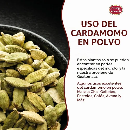 Vista 5 de Spicy World Polvo de cardamomo molido (cardamomo) bolsa de 3.5 onzas