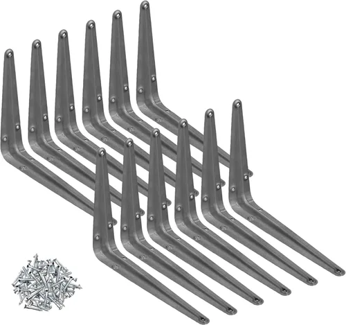 Vista 15 de Soportes de estante de esquina de pared de metal de 3 x 4 pulgadas, color gris, paquete de 4