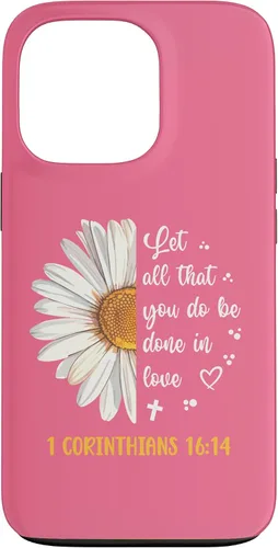 Vista 10 de Linda Daisy 1 Corinthians 16:14 Love Bible Verse for Women Case for iPhone 17