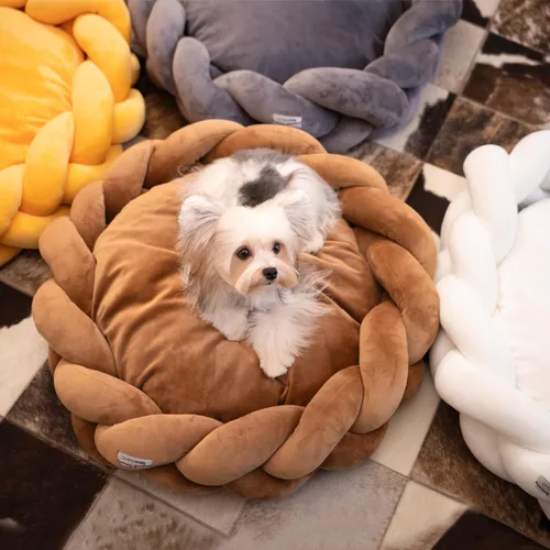 Vista 9 de CHEERPALS Cama Tejida para Gatos de Interior, Linda Cama para Mascotas con Almohadón Lavable Cama Esponjosa para Perros Pequeños (Gris Oscuro)