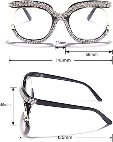 Vista 4 de Elegantes lentes de luz azul de ojo de gato para mujer, lentes de lectura de diseño de diamantes de imitación Beige