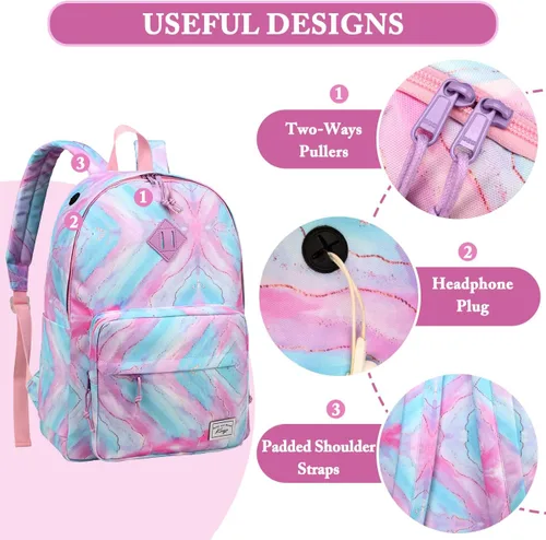 Vista 5 de Kasqo Mochila escolar, mochila clásica ligera y resistente al agua de 17 pulgadas para hombres, mujeres, adolescentes, niñas, niños y niños a