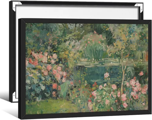 Vista 18 de Haitunone Póster de estanque de pato real con animales de granja, arte de pared, pintura de pato vintage, pintura al óleo, cazador de pájaros