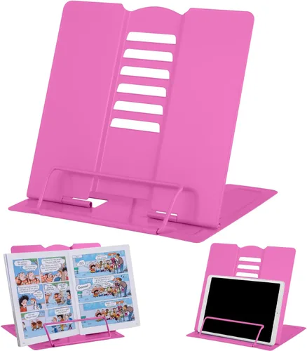 Vista 20 de MSDADA - Soporte de libros de escritorio, soporte de libros de lectura, de metal, ajustable, para libros de cocina, documentos, portátil